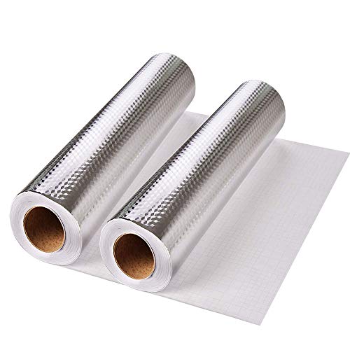 2 Piezas Aluminio Papel Pintado Cocina, Papel Aluminio Autoadhesivo Papel Cocina Impermeable a Prueba Aceite Para Muebles, Mesas(Estilo Textura Rombo)
