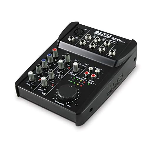 Alto Professional ZMX52 - Mesa de mezclas compacta de 5 canales con calidad de estudio, entrada de micrófono XLR, dos entradas estéreo y una salida Aux