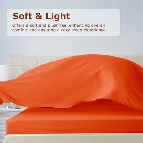 Homilay Twin Size Terracotta Bed Sheet Set - 3 Piece Soft Microfiber Sheets with Deep Pockets, Cooling Technology, and Wrinkle-Free Pillowcase. Hotel-Quality, Durable Bedding, Bright Orange by Homilay - Used condition - Image 2