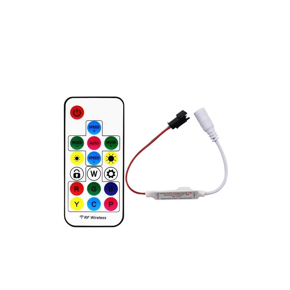 WS2811 WS2812B W2815 RGB LED Controller Pixel USB DC RF14/17 Tasti Wireless SPI Led Nastro di Controllo Remoto USB DC 5 V 12 V 24 V (Color : DC RF 17K LOCK)