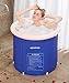 Keszing Tragbare, faltbare Badewanne, zusammenklappbar, separates Familien-Badezimmer-Spa-Wanne, für Studenten, Zuhause, Camping, Tiefblau