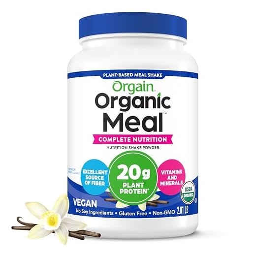 Vegan Protein Meal Replacement Powder by Orgain - 20g of Protein, Certified Organic and Plant Based, No Gluten, Soy or Dairy, Non-GMO, Vanilla Bean, 2.01lb (Packaging May Vary)