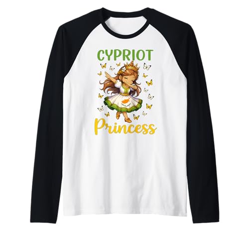 Cypriot Princess Dabbing Girl Cute Cyprus Pride Outfit Girls Raglan Baseball Tee