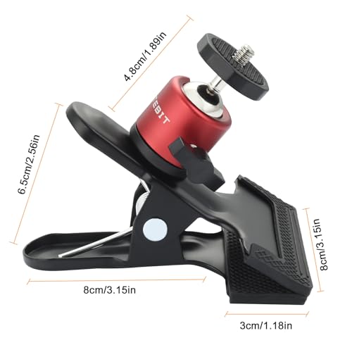 UTEBIT Camera Clamp Mount Tripod Camera Clip 360 Degree Swivel Webcam Mount with 1/4\'\' Screw Flash Reflector Holder for Studio Backdrop Digital SLR Video Light Photography Accessories Clamp,