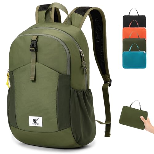 SKYSPER Zaino Pieghevole Antifurto con Protezione RFID, 20L Zaino da Escursione Zainetto Piccolo da...