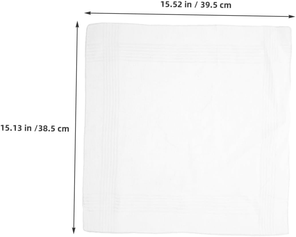 18pcs Men’s Cotton Handkerchiefs White Soft Solid Cotton Pocket Squares Reusable for Wedding and Daily Use