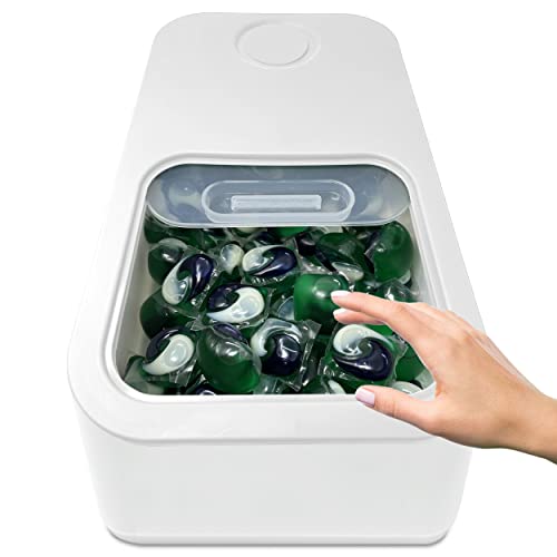 Listado de Contenedores para la colada más recomendados. 47 TidyFriend - Contenedor de cápsulas de lavandería con tapa deslizante, 15 x 8.7 x 4.5 pulgadas, almacenamiento hermético que mantiene las cápsulas frescas, soporta 9 – 10...