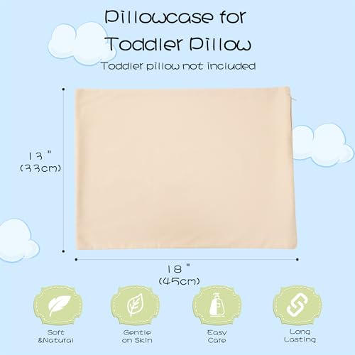 Image of 100% Cotton Toddler Pillow Protectors with Invisible Zipper, 600 Thread Count Sateen Wave Soft Breathable Hypoallergenic Nursery Pillowcases for Kids, 13x18 Inches, Set of 2