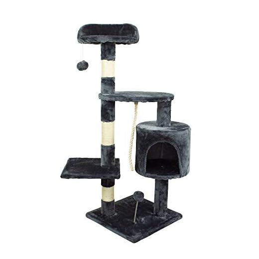Mobiclinic, Rascador árbol para Gato, Modelo Silvestre, Mediano, para Escalar, 3 Alturas, Soporta hasta 10 kg, con Plataformas y refugios, Juguete Desestresante, Cuerda de sisal, Gris