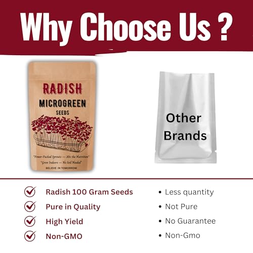 Image of Navika Seeds Radish Microgreen Seeds (100g) for Hydroponic, Soil & Tray Growing | Fast Germination | High Yield | Non-GMO Methi Microgreens Seeds | Free Growing Guide Included |100 Gram Packet