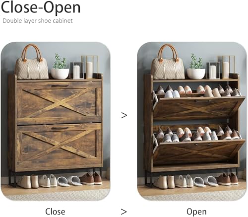 Image of The Artment your artistic apartment Cove Shoe Organizer Cabinet, Footwear Stand for Entryway, Hall | Space Saving Design | Home Furniture for Home | 16 Pairs (Size - 90x24x101 CM)