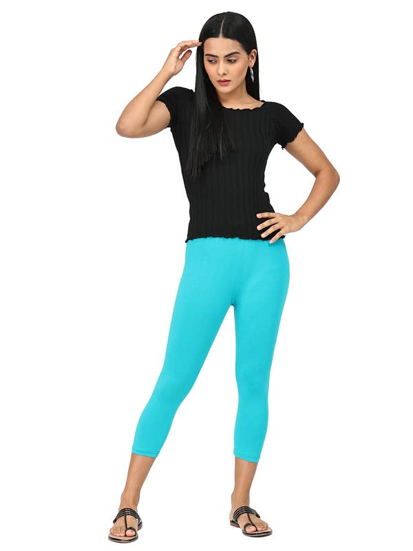 Image of Robinbosky Premium Stretchable Cotton Capri Legging for Women | Suitable for Formal wear & Casual wear | High-End Elastic Makes. The Leggings Squat Proof and Durable for Travel, Yoga, & Workout.