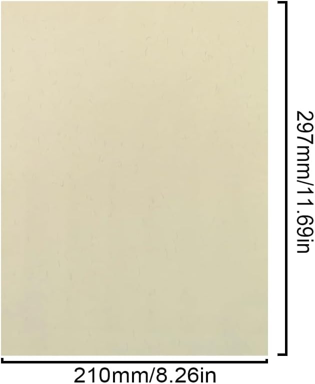 Twlead Yellowish A4 Security Paper,85g Starch-Free 75% Cotton and 25% Linen Waterproof Without Security Thread Paper for Certificates Files 50Sheets