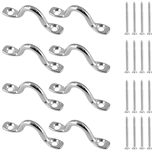 Bowkin 8Pcs M5 Pad Eye Straps Stainless Steel Kayak Deck Loops Tie Down with 16 Pcs Screws for Boat Kayak Deck...