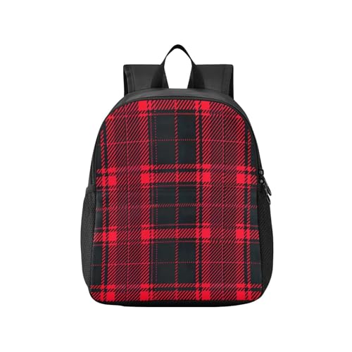 Blueangle Mochila leve à prova d'água para viagens e uso diário, mochila xadrez vermelha e preta durável para uso ao ar livre (15)