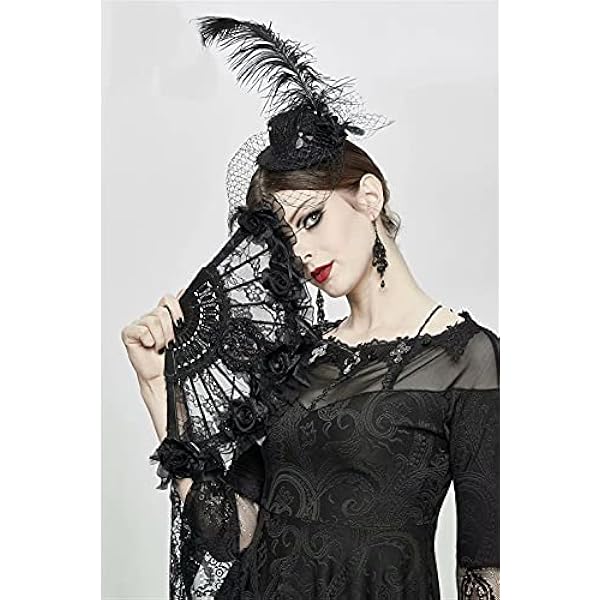 Devil Fashion Abanico plegable de seda para mujer