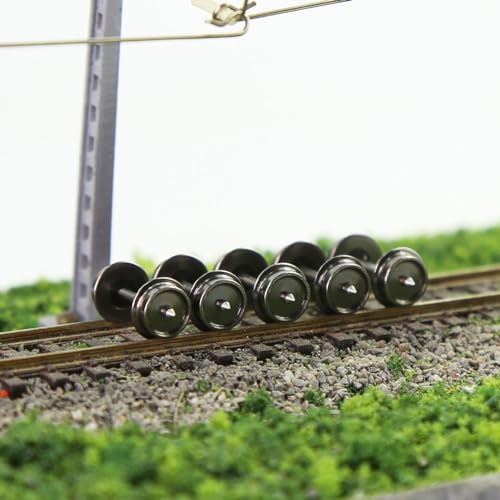 Evemodel 12 Stück Spur N 1:160 Radsätze 33 Metall Achse DC Räder für Modelleisenbahnen