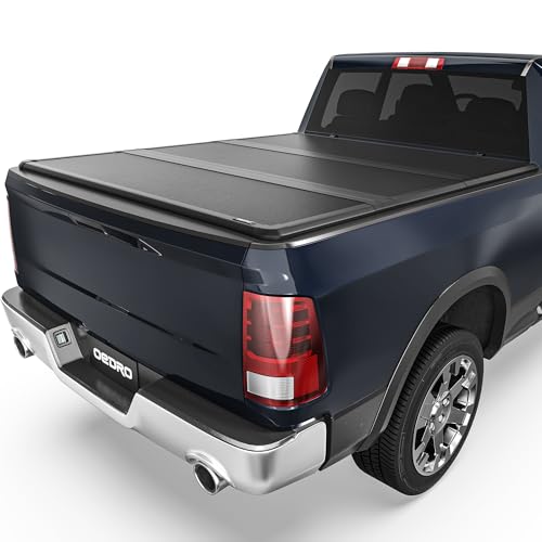 OEDRO FRP Hard Tri-fold Tonneau Cover Fits for Dodge Ram 1500 (Inclu. Classic & New) 2002-2025, Fits for Dodge Ram 2500 3500 2003-2025 6.4ft Bed w/o Ram Box, Weather-Resistant