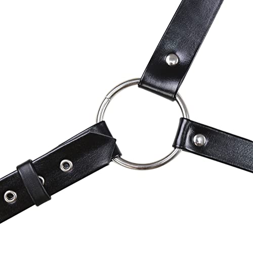 Men's Black Leather Body Chain Chest Harness Belt Shoulder Straps Adjustable Buckle Straps Costume Party Carnival4