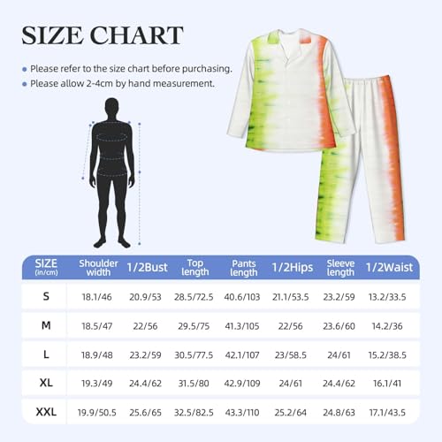 Tie Dyed Italian Flag Mens Pajamas Set Button Down Sleepwear Set Long Sleeve Loungewear With Pockets 5