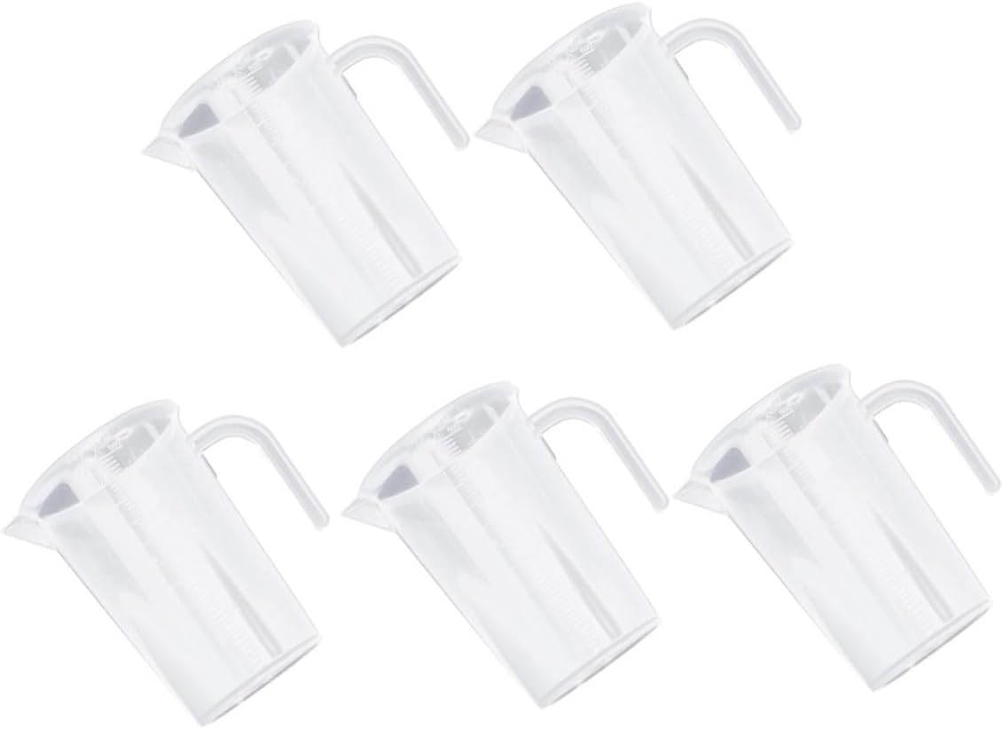 Toyvian 5pcs 500ml Thickened Pp Measuring Cups with Lid, Heat-resistant Plastic Kitchen Baking Measuring Jugs for Home and Beverage Use