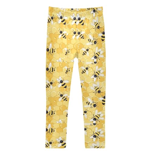 Boccsty Cartoon Bees Honey Girls Leggings Kids Yoga Pants Dance Active Tights 4T