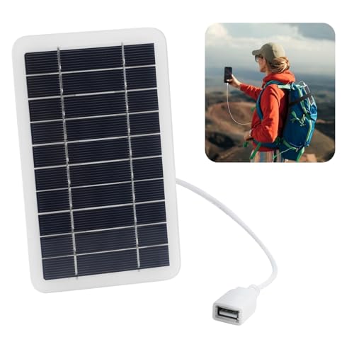 Panel Solar Portátil con Conector USB 2W, 5V，Cargador Solar para Viajes, Teléfono Móvil,...
