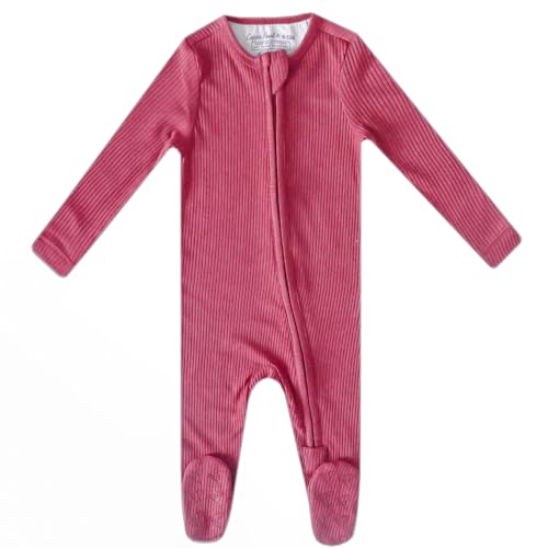 Image of Copper Pearl Baby Zip-Up Footie Pajamas - Soft Stretchy Sleep and Play Footies for Boys and Girls