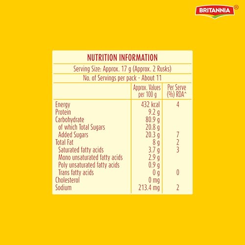 Image of Britannia Toastea Premium Bake Rusk with goodness of Elaichi, Sooji & Wheat, 183g (Pack of 2)