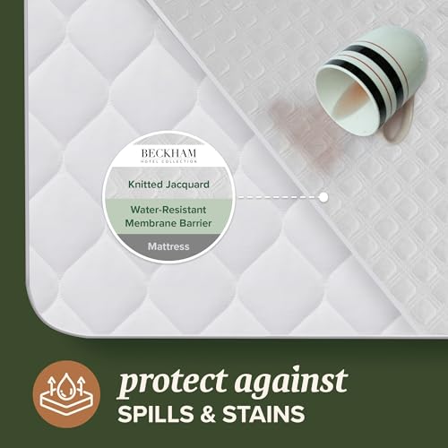 Image of Beckham Hotel Collection Mattress Protector - Hotel-Grade Viscose Blend, Silent Waterproof Protection that Preserves Mattress Feel, Twin XL