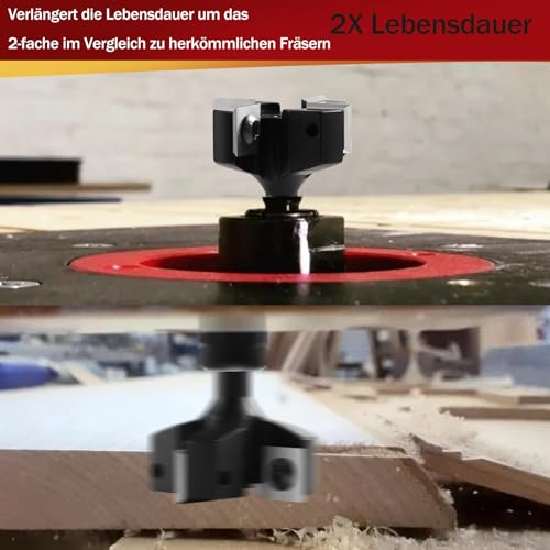 Planfräser 8mm schaft 4 Flöten mit 10 austauschbaren Hartmetallmessern(12x12x1.5mm), Durchmesser 40 mm, CNC Plattenfräser Reinigung Fräser für Oberfräse Holzbearbeitung(D=40 S=8)