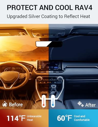 Image of Proadsy Front Windshield Sun Shade Foldable RAV4 Sunshade Protector Custom Fit 2019-2025 2026 RAV-4 SUV Crossover, TRD Off-Road, LE XLE Premium Limited XSE Hybrid Adventure Prime Accessories