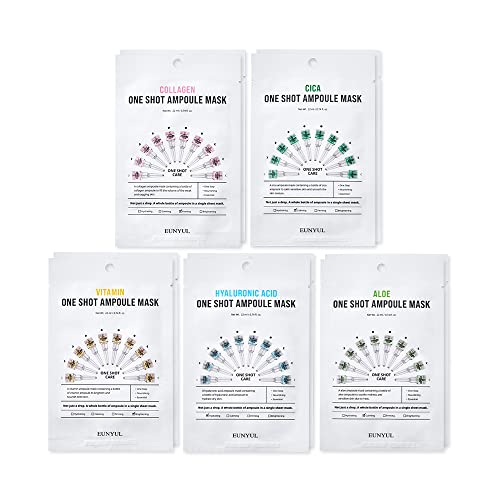 EUNYUL One Shot Ampoule Sheet Mask (10-Pack, 5 Types × 2 Sheets) ...