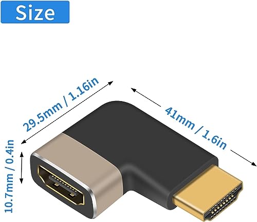 Image of ETZIN 90 Degree HDMI Adapter 8K, 48Gbps Left Angle Male to Female HDMI Adapter Extender Compatible with TV, Ro-ku, Fire Stick, Chrome-cast, Switch, Laptop, PC EPL-1057H.