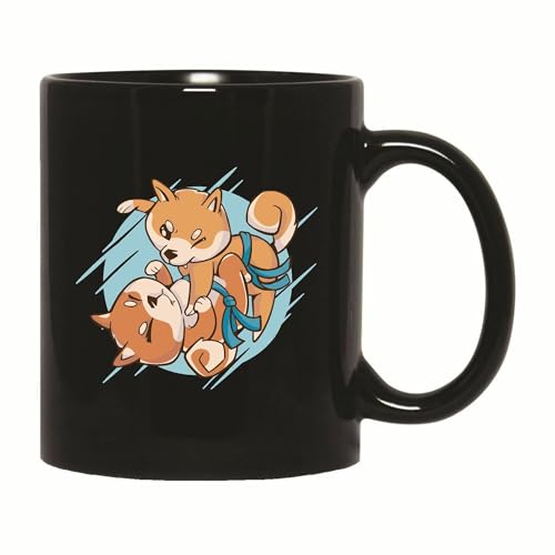 Cool Gift Idea for Dog Lovers Jiu Jitsu Shiba Inu Design 11oz 15oz Black Coffee Mug
