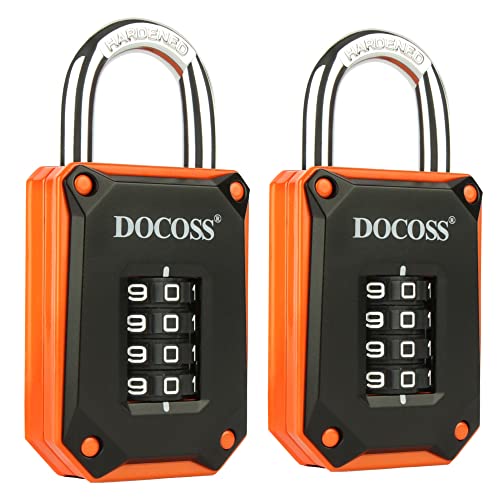 Image of DOCOSS Zinc Strong Number Lock for Door /Combination Padlock /Gate /Gym Locker - Orange Black (2 Pack)