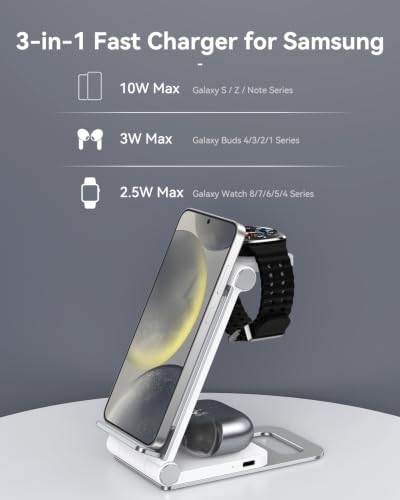 Image of Wireless Charger for Samsung 3 in 1 Wireless Charging Station Stand