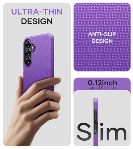 Image of Vihibii for Samsung Galaxy A16 Case with Tempered Glass Screen Protector [2 Pack], Non-Slip & Shockproof Double Layer Protection, Soft Silicone Inner Phone Case for Samsung Galaxy A16 5G, Purple