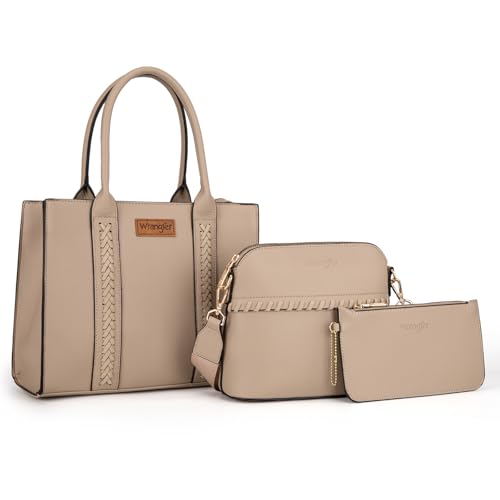 Image of Wrangler 3PCS Purses for Women Tote Bag Crossbody Handbag and Wallet Set with Guitar Strap