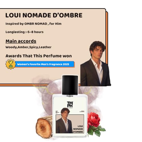 Image of TMPerfumehouse Loui Nomade d'Ombre EDP for Men | Woody, Floral & Long Lasting Perfume Spray | Amber, Oud & Warm Spicy Fragrance | Luxury Gift for Him | TMPH | 50ml