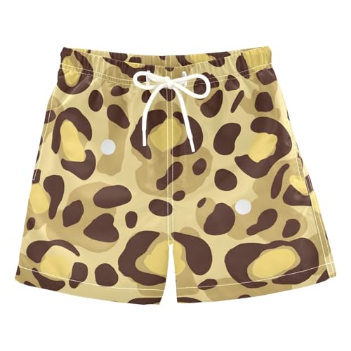 Boys Swim Trunks Yellow Leopard Print Cheetah Toddler Swim Shorts Beach Board Shorts Swimsuit