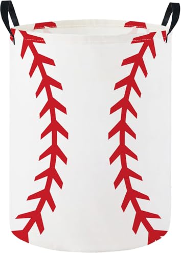 Image of Baby Laundry Hamper Basket Baby Hamper for Nursery Boy and Girl Cute Storage Bin Organizer Boho Room Decor(Baseball)