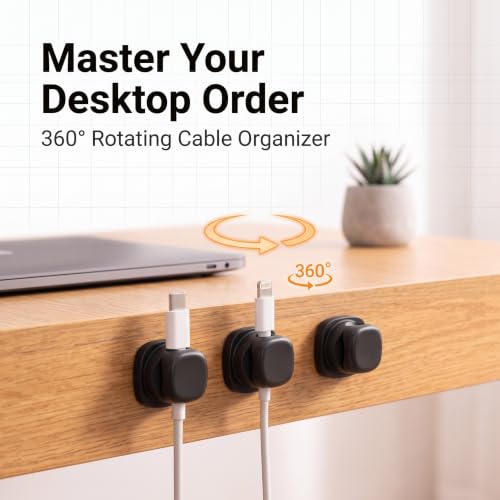 Cable Clips 6 Pack, Self Adhesive Cable Management Holder for Desk, Cord Organizer for Phone Charging USB HDMI Wire, Black - image 6