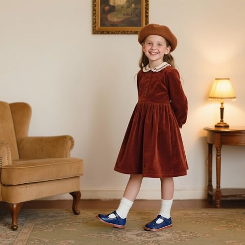 Image of GINFIVE Toddler Girls Dress Shoes Little Kids Flats School Mary Janes Shoes