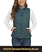 YESLIFE 2025 Forest Green Women's Outwear Quilted Vest With One Inside Pocket - Stand Collar Lightweight Padded Gilet for Women XXL