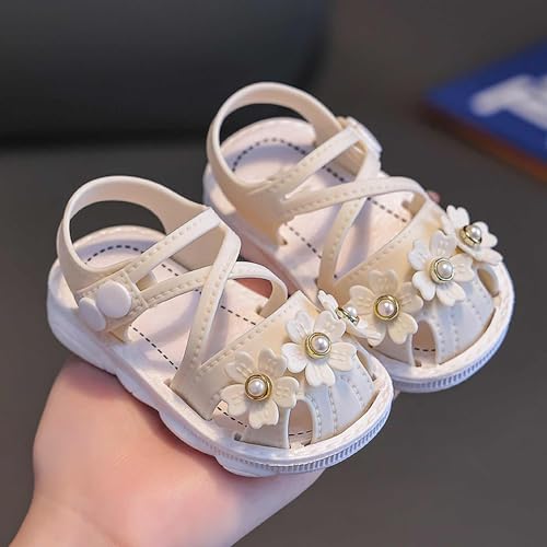 Ballet Shoes Pearl Flowers Wrapped Head Non Slip Soft Bottom Buckle Walking Shoes Sandals Slippers for Toddler Girls2