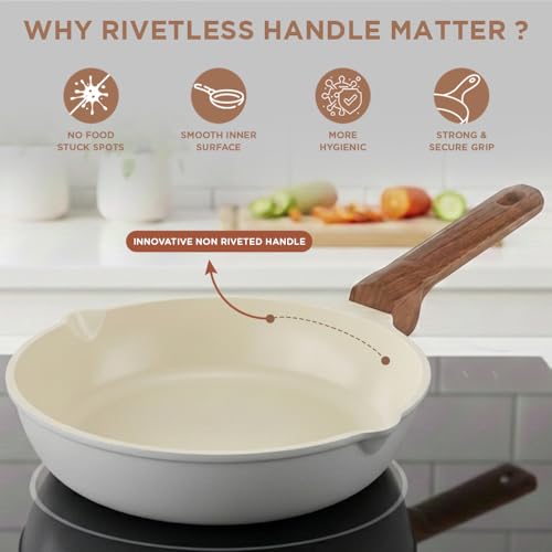 Image of Vinod Ceravit Non Stick Ceramic Frying pan - 20 cm, 1.5 Litre | PFAS & PFOA Free | 100% Toxin Free Cookware | Versatile Frypan for Omelet, Eggs & Everyday Kitchen Cooking | Gas & Induction Compatible