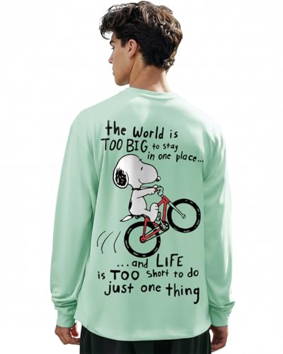 Image of Bewakoof Official Peanuts Merchandise Men's 100% Cotton 220 GSM Graphic Print Oversized Fit Round Neck T-Shirt