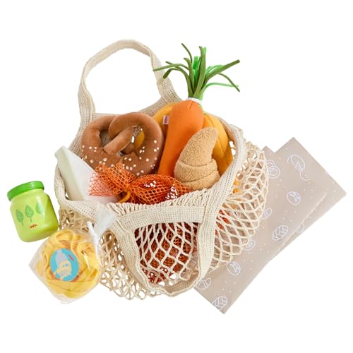 HABA Creative Play 2012304001 Panier à provisions Jouet avec Aliments en Bois et Tissu Accessoires pour Magasin et Cuisine de Jeux pour Enfants à partir de 3...