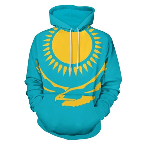 Sweat à capuche Kazakhstan homme imprimé 3D avec cordon et poches style streetwear unisexe